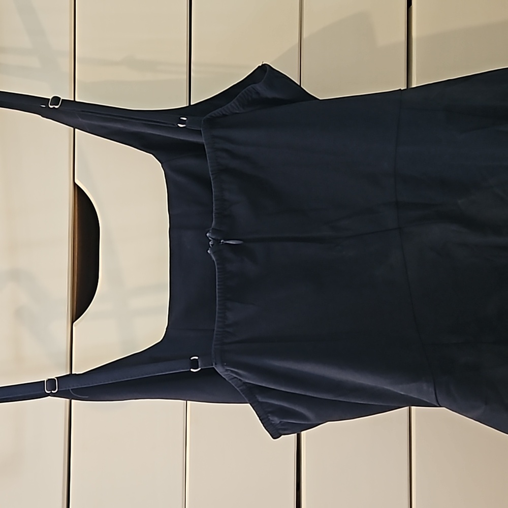 Navy blue ruffle hem wrap dress - Picture 7 of 8